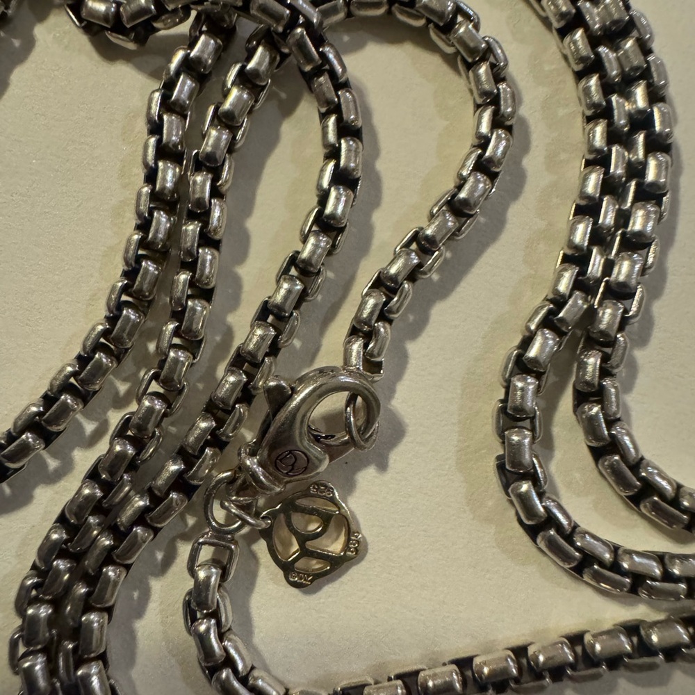 David Yurman Sterling Box Chain 72" Necklace with 14K Yellow Gold Charm 103.8g - Picture 7 of 8